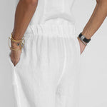 Women Casual Linen Waistcoat Two Set Suits