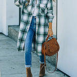 Plaid Flannel Long Shacket Jacket Coat