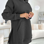 Fashion Solid Color Hoodie and Lined Leggings Two-piece Set