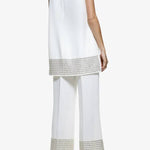 Simple But Not Simple Sequin Trim High Neck Sleeveless A-line Top