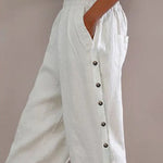 Nadorine Button Side Pants Lightweight Loose Fit Lounge Trousers