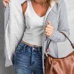 Hooded Fleece Lined Sweater Cardigan Button Down Front Winter Coat