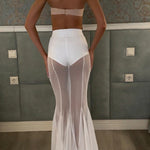 Shes Timeless Mesh High Rise Elastic Waist Fishtail Maxi Skirt