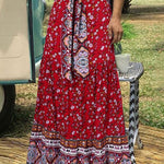 Relaxed Swing Bow Loose Pleated Bohemian Skirt