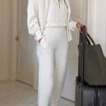 Half-zip sweatshirt and cropped pants set