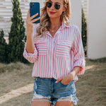 Nadorine Long Sleeve Shirts V Neck Printed Pocket Shirt for Women Casual Business Work Office 2026 | Under $40