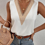 Loose Sleeveless Split-Joint V-Neck Blouses Vest Top