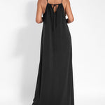 Two-piece Halterneck Tie Sleeveless Long Dress and Irregular Cardigan Set