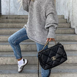 Casual Street Atmosphere Knit Wide Neck Loose Sweater