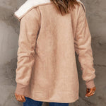 Fleece Long Sleeve Warm Teddy Coat Lapel Cardigan With Pocket