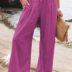 Fresh Air Linen Blend Pocketed Smocked Pants