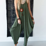 Nadorine Women's Casual Loose Summer Rompers Sleeveless Loose Spaghetti Strap Baggy Overalls Harem Jumpsuits