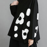 Original Loose Flower Printed Round-Neck Long Sleeves T-Shirt Top
