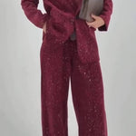 Women Collar Flash Jacket+ Pants Temperament Commuting Suit