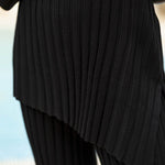Nadorine Casual Knitted Two-piece Set Irregular Split Hem Sweater and Wide-leg Pants
