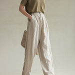 Nadorine Casual Solid Pocket Loose Color Stitching Pants