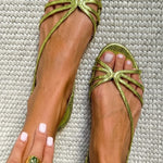 Amelia | Metallic Bow Flat Sandals