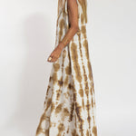 Nadorine Women's Casual Sleeveless Dress Loose V Neck Tie-dye Beach Maxi Long Dress