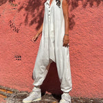 Hooded Button Down Trousers Baggy Trousers Jumpsuit Overalls
