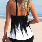 Gradient Print Tummy Control Tankini Sets Boyshort Two Piece Swimsuits