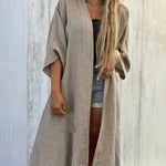 Seven-quarter Sleeve Pocket Solid Color Cardigan