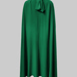 Simple Batwing Sleeves Lace-Up Solid Color High-Neck Midi Dresses