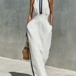 Women's Minimalist Zip-up Collar Sleeveless Maxi Dress