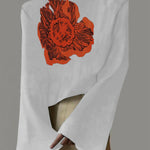Flared Sleeves Long Sleeves Flower Print High Neck T-Shirts Tops