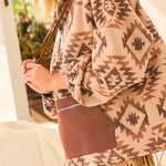 Nadorine Aztec Pull Over Hoodie with Zipper and Side Pockets, Long Sleeve BOHO Western style