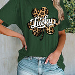 Lucky Clover Leopard Shirt Women's Casual Short-sleeved Top