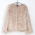 Faux Fur Coat Long Sleeve V-Neck Plush Warm Jacket Coat