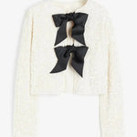 Two Ways To Celebrate Tie-front Bow Sequined Jacket