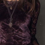 Velvet And Lace Gothic Sheer-Sleeve Top