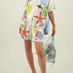 Unique Ocean Shell Print Loose Shorts Two-Piece Set