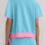 Women's Colorblock Edge Drop Shoulder T-Shirt Skort 2Pcs Set