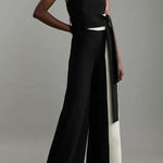 Social Hour Colourblock Tailored Bandeau Tie-up Waist Wide Leg Jumpsuit