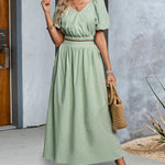 Two Piece Outfits Casual Lounge Sets Ruffle Sleeve Crop Tops and Long Skirts Suits