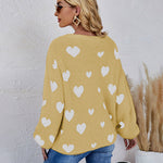 Love Pattern Round Neck Knit Sweater