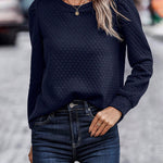 Nadorine Cable Textured Puff Sleeve Sweatshirt