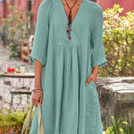 Nadorine Women's Casual Long Sleeve Dresses Fashion Comfy Shift Dresses Stylish Midi Sundress