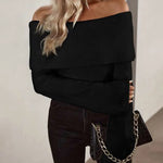 Off Shoulder Fold Over Sweater Sweaters