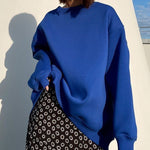 Solid Color Loose Sweatshirt Street Style Oversize Polar Fleece Pullover
