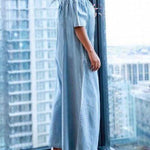Loose Short Sleeves Pleated Solid Color Split-Joint Stretch; Elastic Off-The-Shoulder Jumpsuits