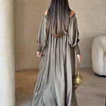 Loose Solid Color Long Sleeves Maxi Dresses