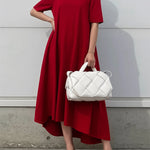 High-Low Short Sleeves Solid Color Maxi Dresses