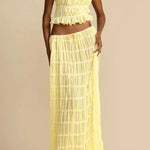 Versatility and Vintage Charm Pleated Drawstring Waist Tiered Maxi Skirt
