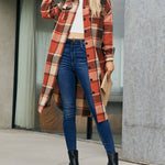 Nadorine Button Down Plaid Classic Long Shirt Jacket