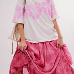 Floral Print Loose Round Neck Short Sleeve T-shirt
