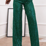 Solid color sequined fashionable casual straight pants
