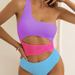 Nadorine Women's Color-Panel Crinkled Cutout One-Piece Swimsuit